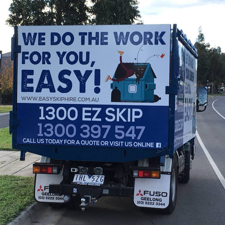 back of Easy Skip Hire mobile rubbish removal truck